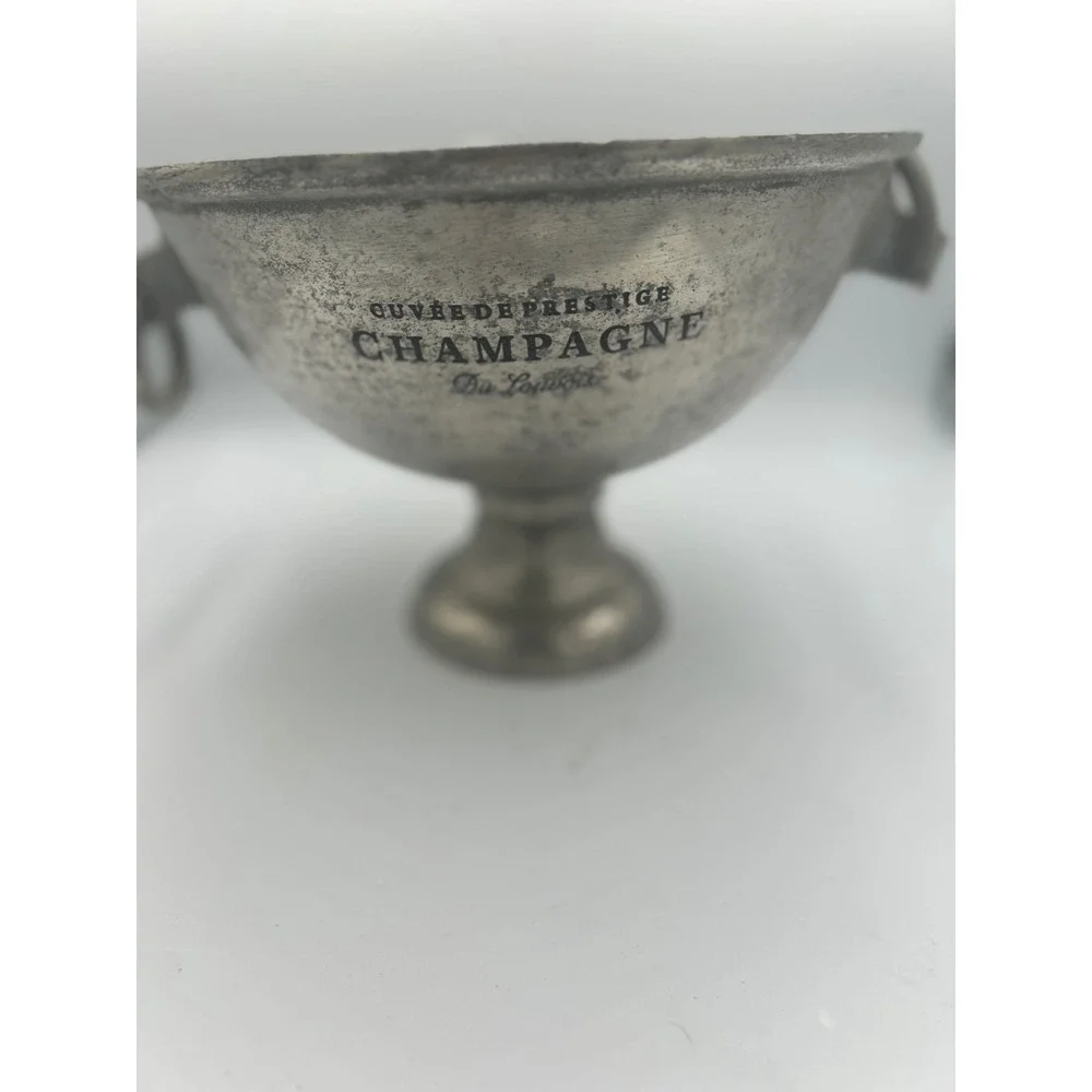 Vintage Champagne Bucket Duc de Lavoie Pedestal Chiller Silver Tone Handle #3